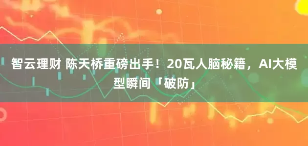 智云理财 陈天桥重磅出手！20瓦人脑秘籍，AI大模型瞬间「破防」